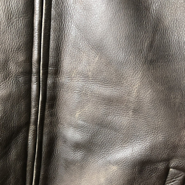 QUEBRAMAR padded leather jacket, men's size M genuine leather brown type Vintage Second Hand