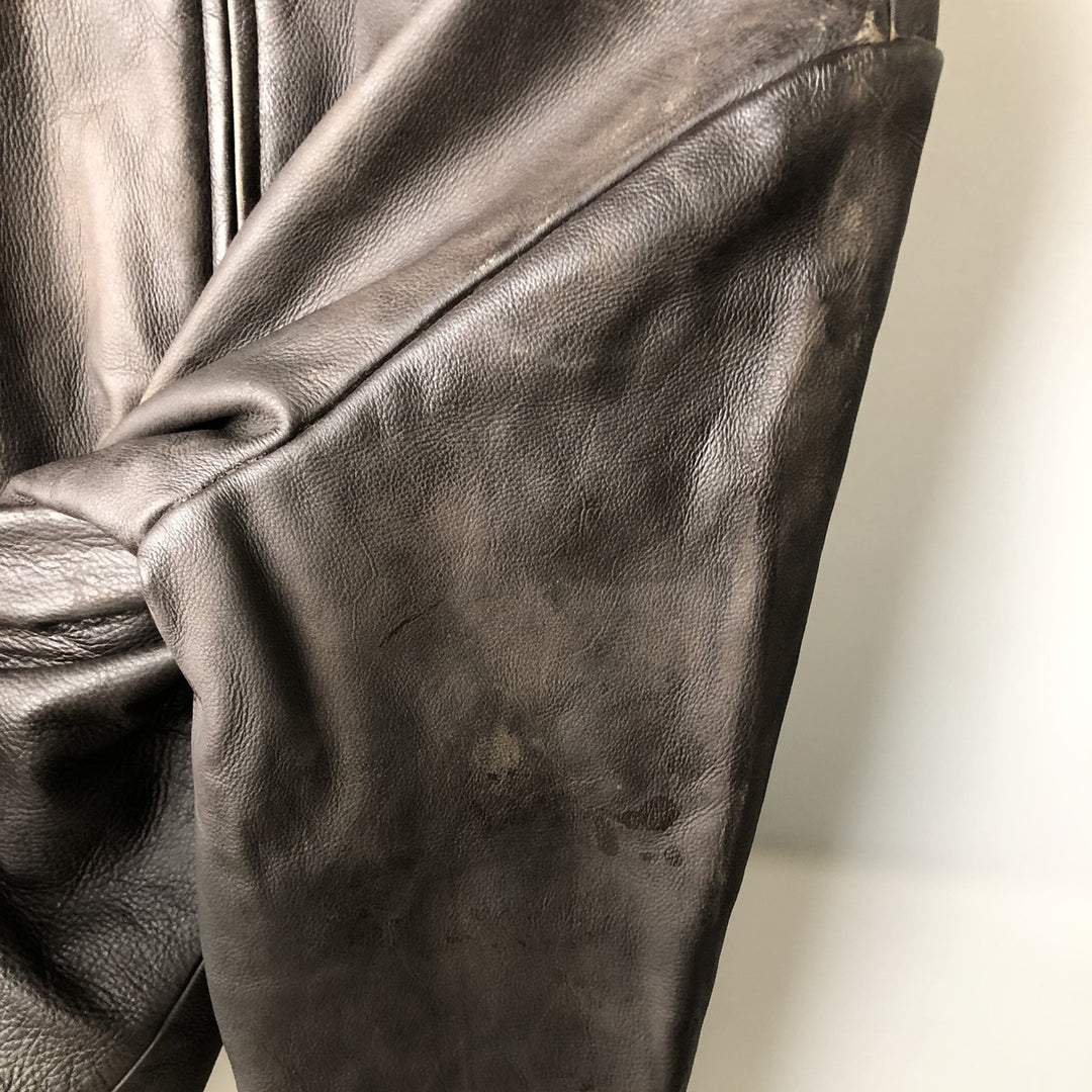 QUEBRAMAR padded leather jacket, men's size M genuine leather brown type Vintage Second Hand