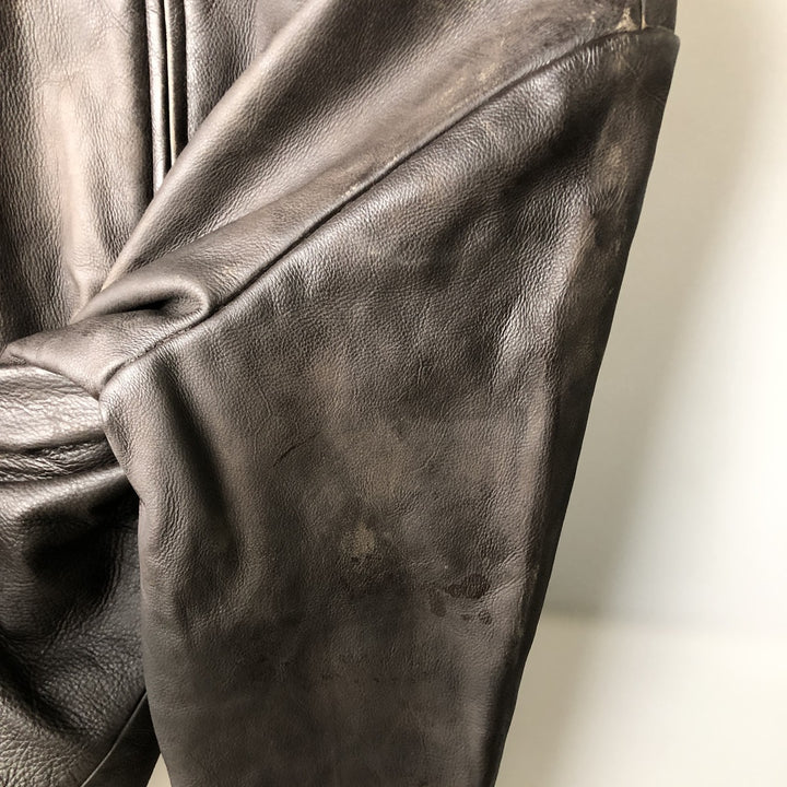 QUEBRAMAR padded leather jacket, men's size M genuine leather brown type Vintage Second Hand