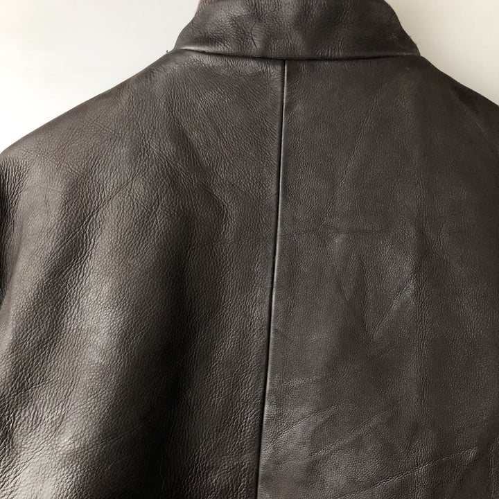 QUEBRAMAR padded leather jacket, men's size M genuine leather brown type Vintage Second Hand