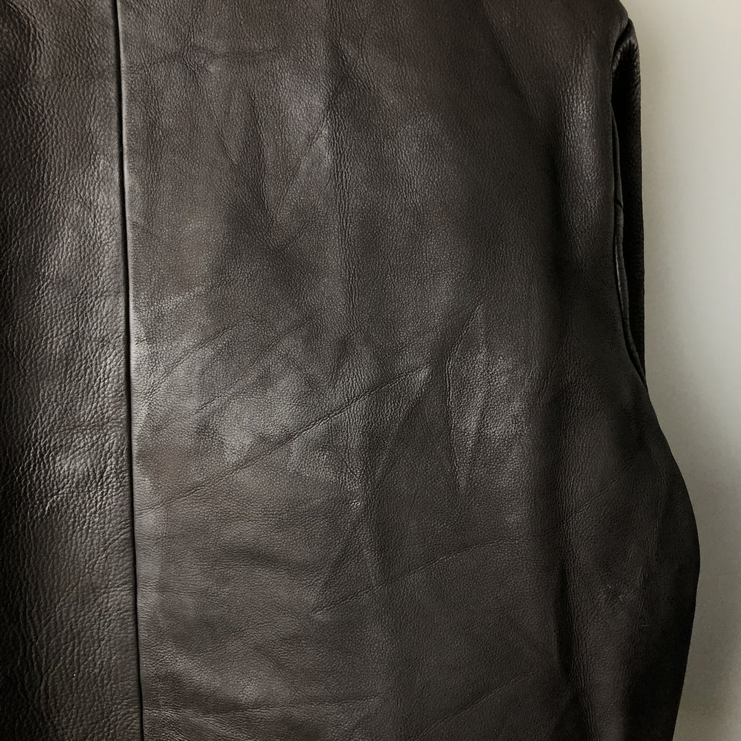 QUEBRAMAR padded leather jacket, men's size M genuine leather brown type Vintage Second Hand