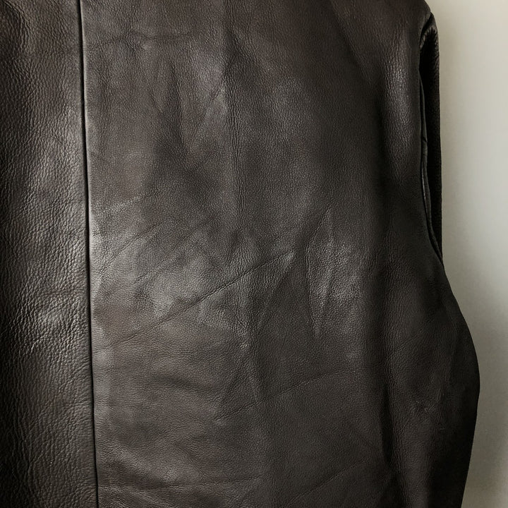 QUEBRAMAR padded leather jacket, men's size M genuine leather brown type Vintage Second Hand