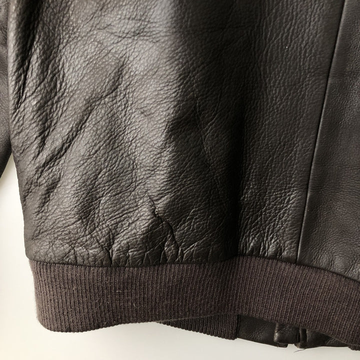 QUEBRAMAR padded leather jacket, men's size M genuine leather brown type Vintage Second Hand