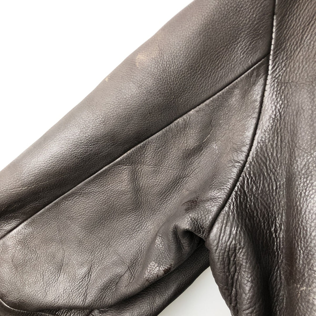 QUEBRAMAR padded leather jacket, men's size M genuine leather brown type Vintage Second Hand