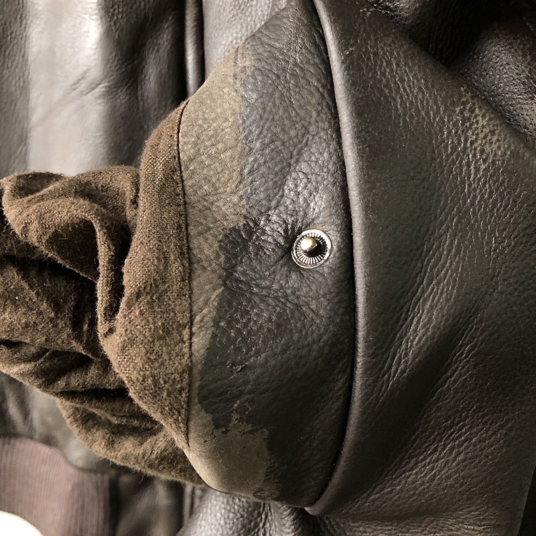 QUEBRAMAR padded leather jacket, men's size M genuine leather brown type Vintage Second Hand