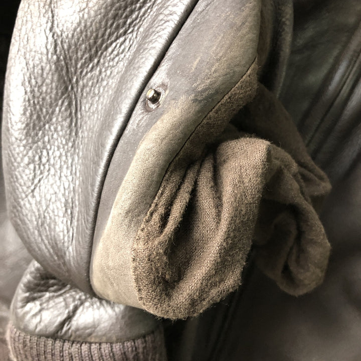 QUEBRAMAR padded leather jacket, men's size M genuine leather brown type Vintage Second Hand