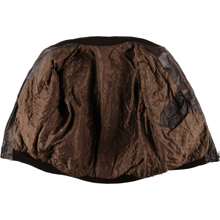 Padded leather blouson, men's size M unclear brown type Vintage Second Hand