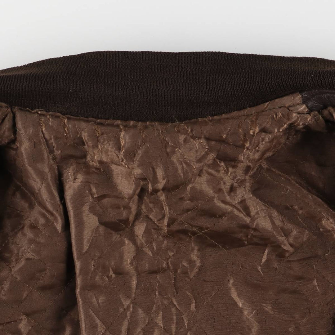 Padded leather blouson, men's size M unclear brown type Vintage Second Hand