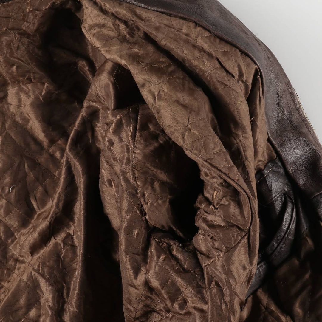 Padded leather blouson, men's size M unclear brown type Vintage Second Hand