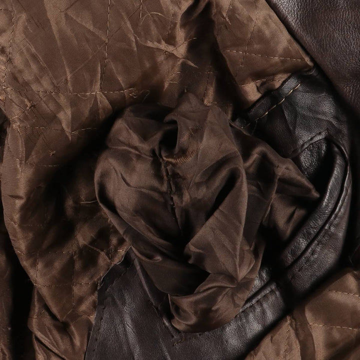 Padded leather blouson, men's size M unclear brown type Vintage Second Hand