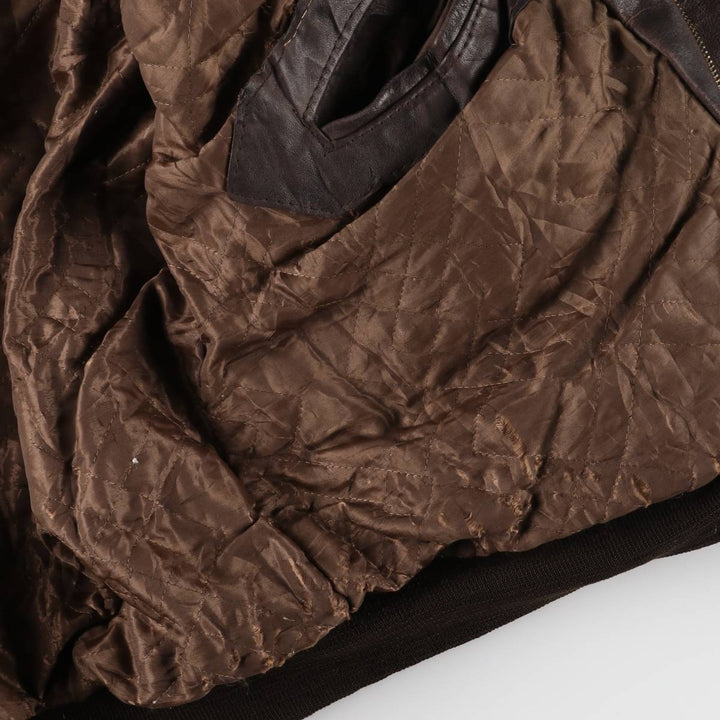 Padded leather blouson, men's size M unclear brown type Vintage Second Hand