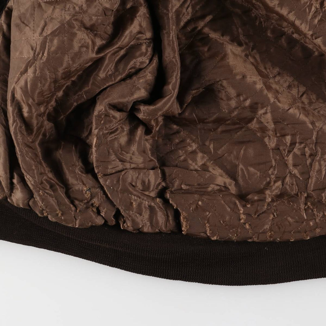 Padded leather blouson, men's size M unclear brown type Vintage Second Hand