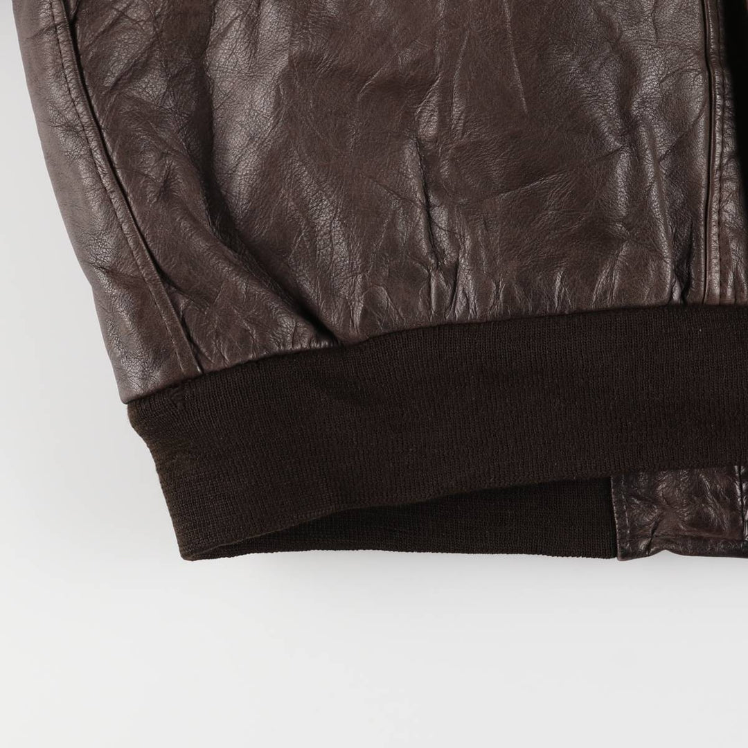 Padded leather blouson, men's size M unclear brown type Vintage Second Hand