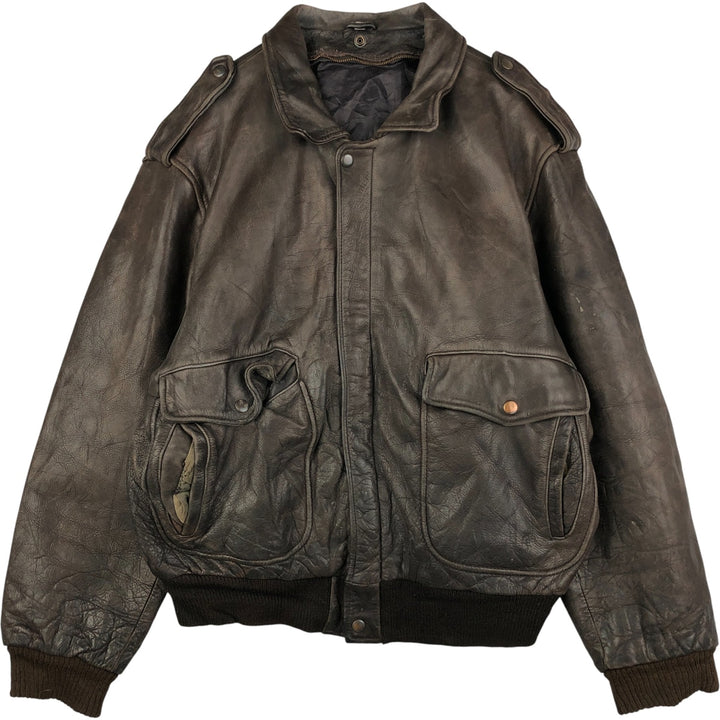 A-2 type leather flight jacket, men's size L unclear brown type Vintage Second Hand