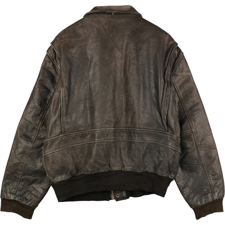 A-2 type leather flight jacket, men's size L unclear brown type Vintage Second Hand
