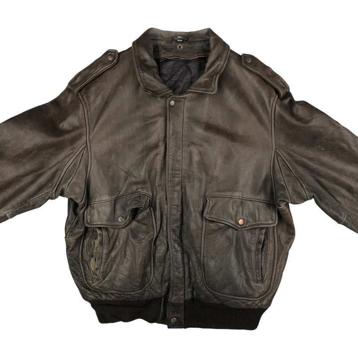 A-2 type leather flight jacket, men's size L unclear brown type Vintage Second Hand