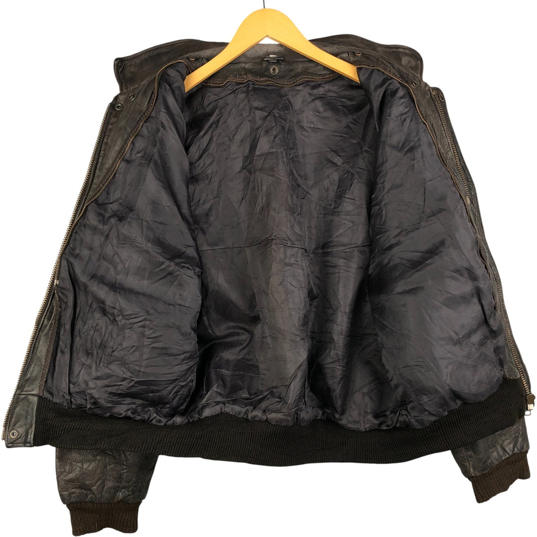 A-2 type leather flight jacket, men's size L unclear brown type Vintage Second Hand