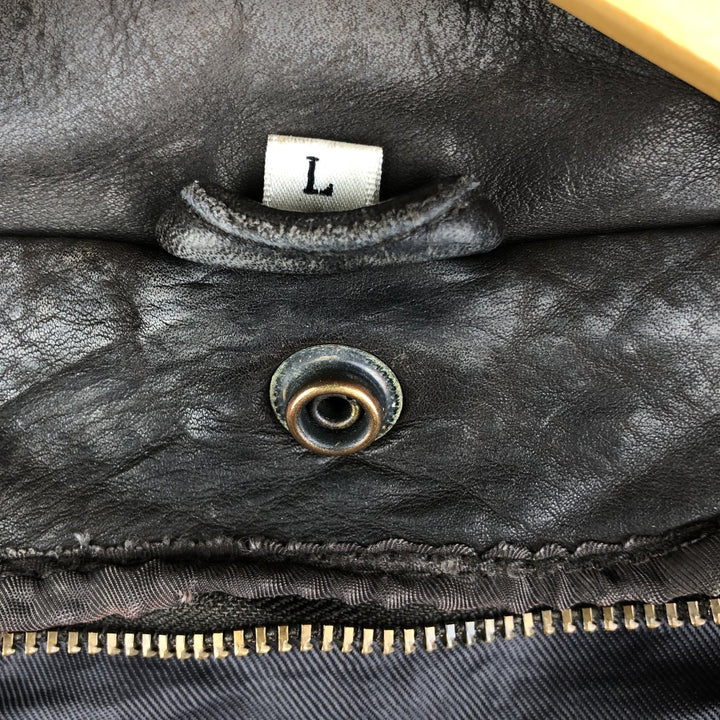 A-2 type leather flight jacket, men's size L unclear brown type Vintage Second Hand