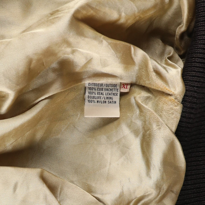 A-2 type leather flight jacket, men's XL size Genuine Leather Cowhide brown type Vintage Second Hand