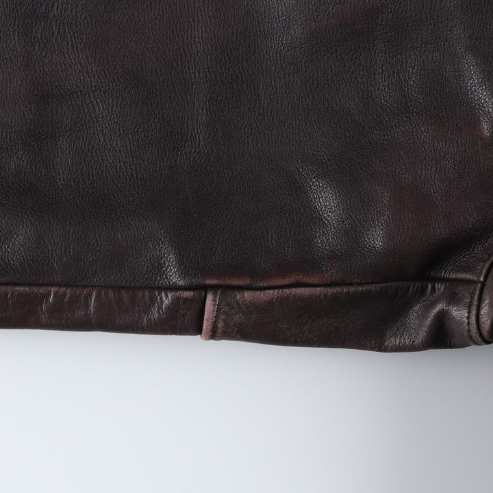 A-2 type leather flight jacket, men's XL size Genuine Leather Cowhide brown type Vintage Second Hand
