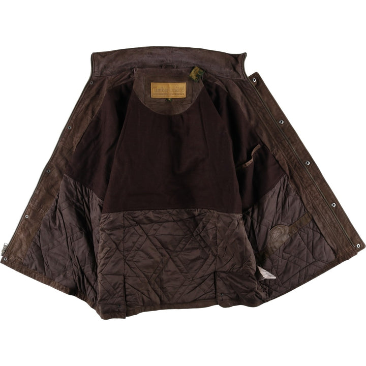 90s-00'S Timberland WEATHERGEAR padded leather jacket, men's size M genuine leather brown type Vintage Second Hand
