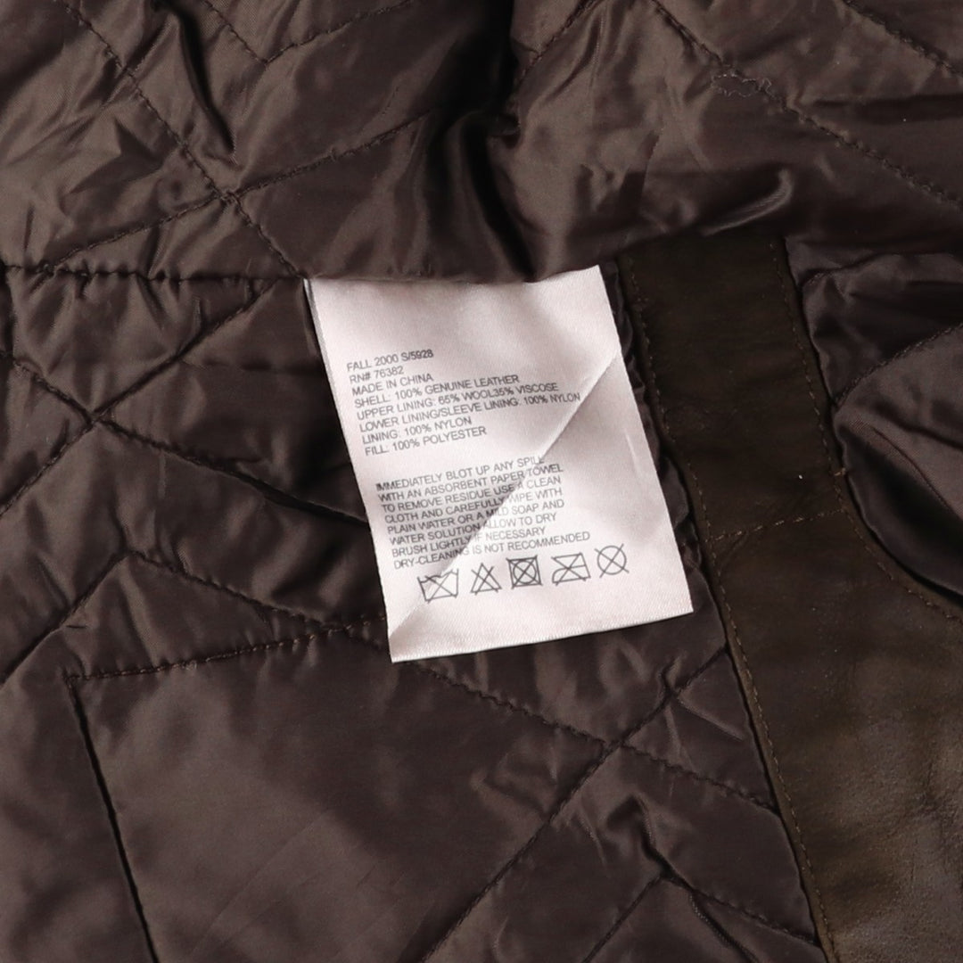 90s-00'S Timberland WEATHERGEAR padded leather jacket, men's size M genuine leather brown type Vintage Second Hand