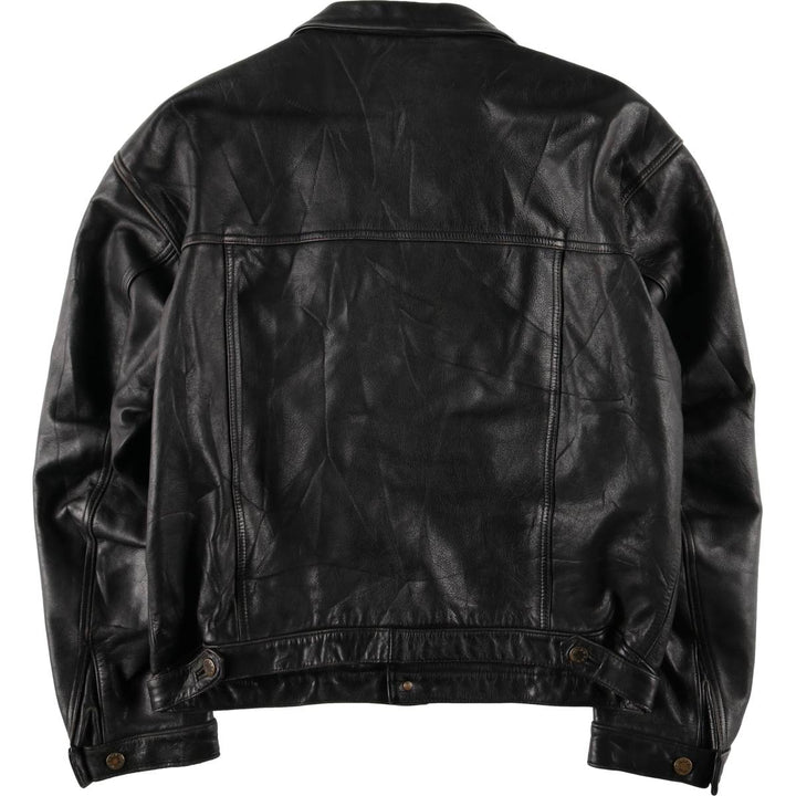 Polo Trucker Jacket, Leather Blouson Type, Men's XXL genuine leather black type Vintage Second Hand