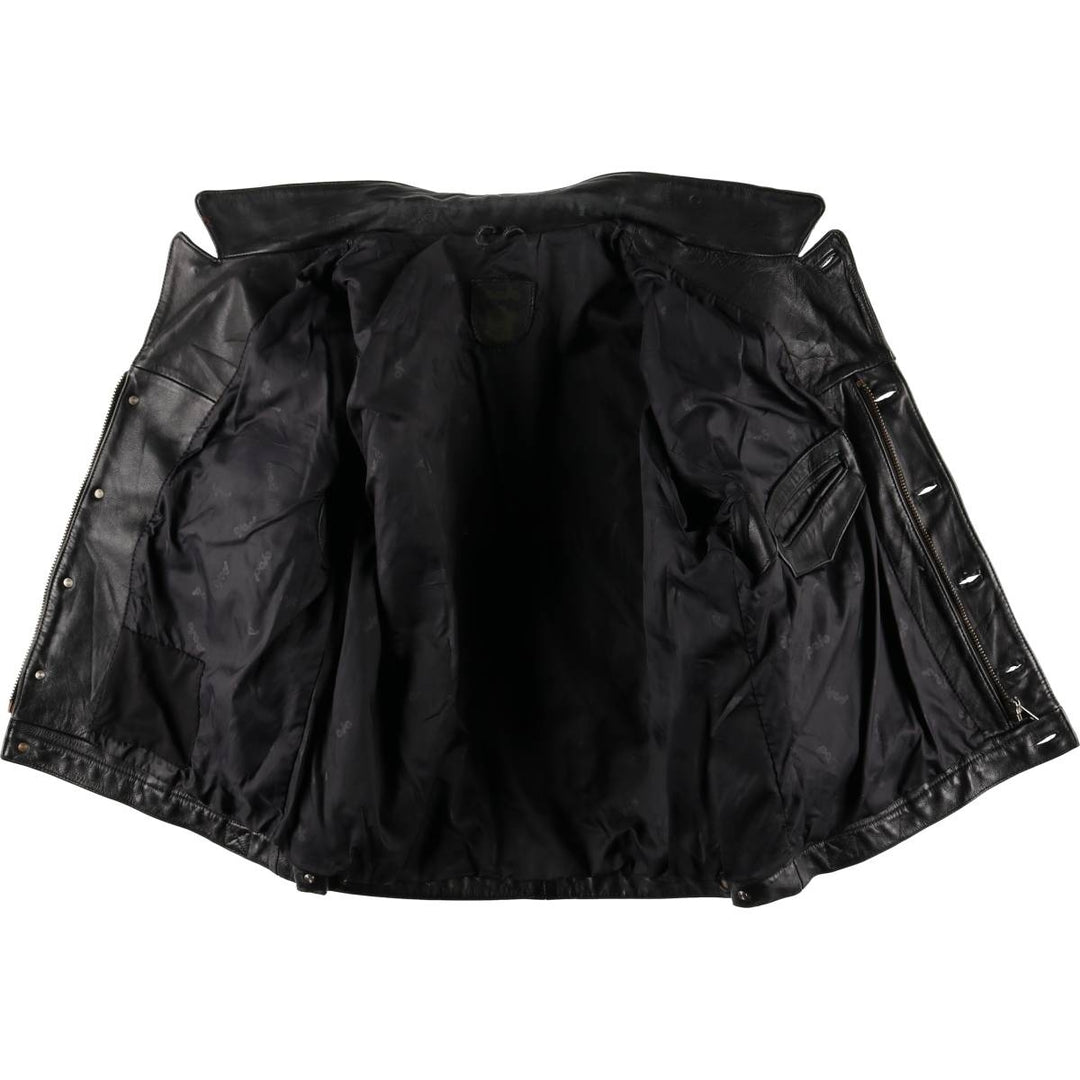 Polo Trucker Jacket, Leather Blouson Type, Men's XXL genuine leather black type Vintage Second Hand