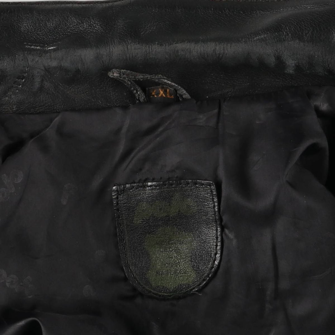 Polo Trucker Jacket, Leather Blouson Type, Men's XXL genuine leather black type Vintage Second Hand