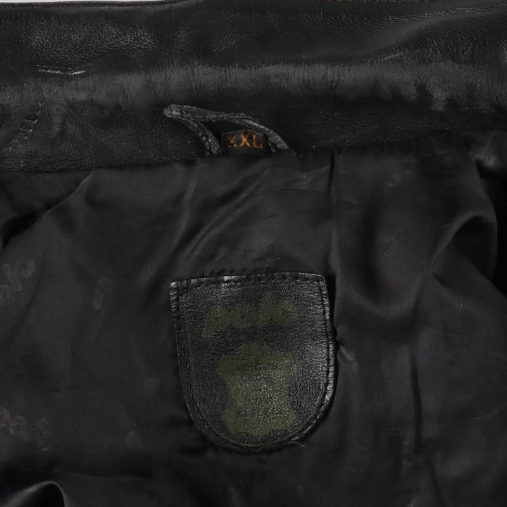 Polo Trucker Jacket, Leather Blouson Type, Men's XXL genuine leather black type Vintage Second Hand