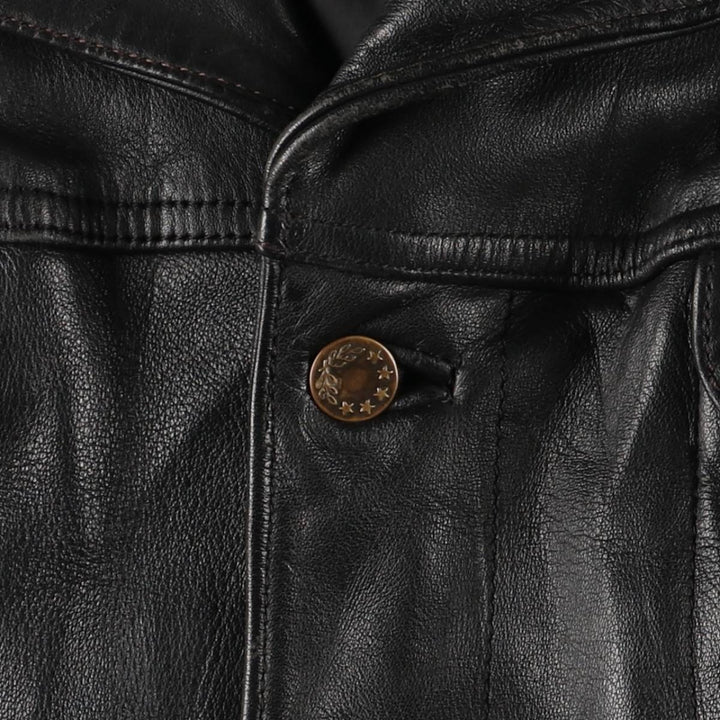 Polo Trucker Jacket, Leather Blouson Type, Men's XXL genuine leather black type Vintage Second Hand