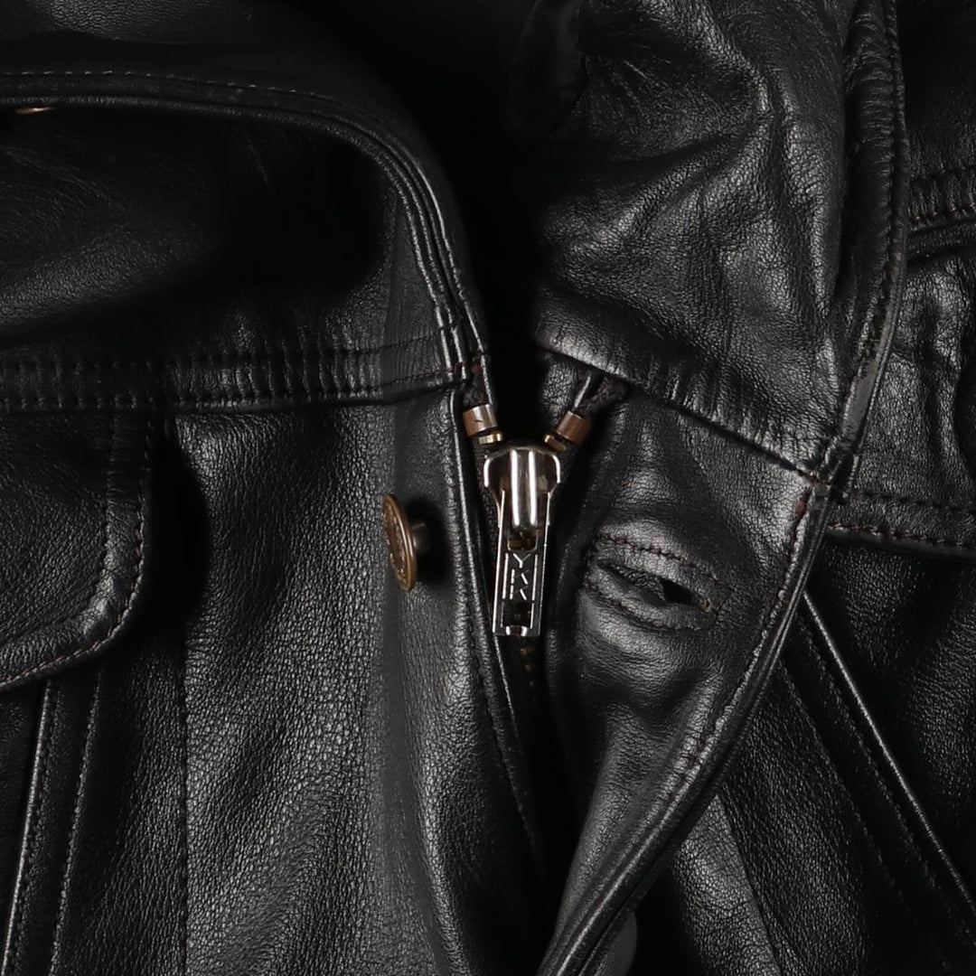 Polo Trucker Jacket, Leather Blouson Type, Men's XXL genuine leather black type Vintage Second Hand