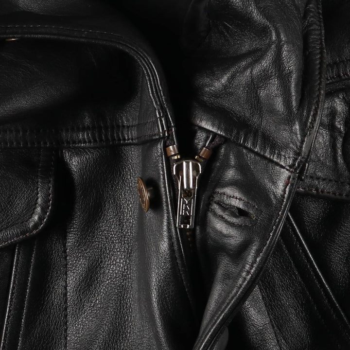 Polo Trucker Jacket, Leather Blouson Type, Men's XXL genuine leather black type Vintage Second Hand