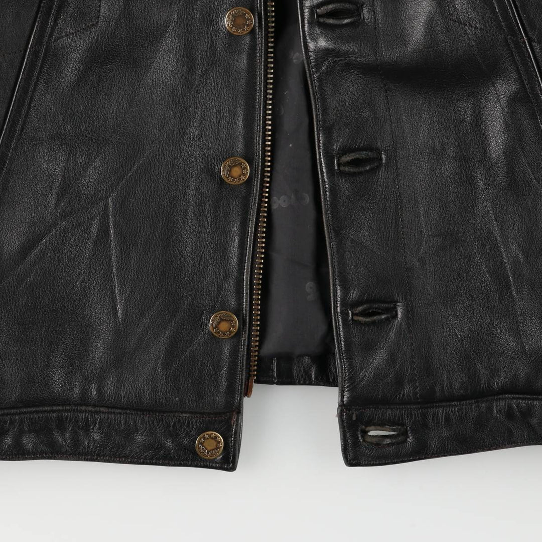 Polo Trucker Jacket, Leather Blouson Type, Men's XXL genuine leather black type Vintage Second Hand