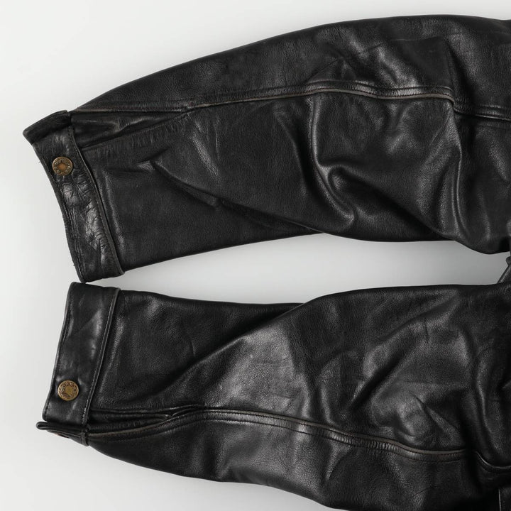 Polo Trucker Jacket, Leather Blouson Type, Men's XXL genuine leather black type Vintage Second Hand