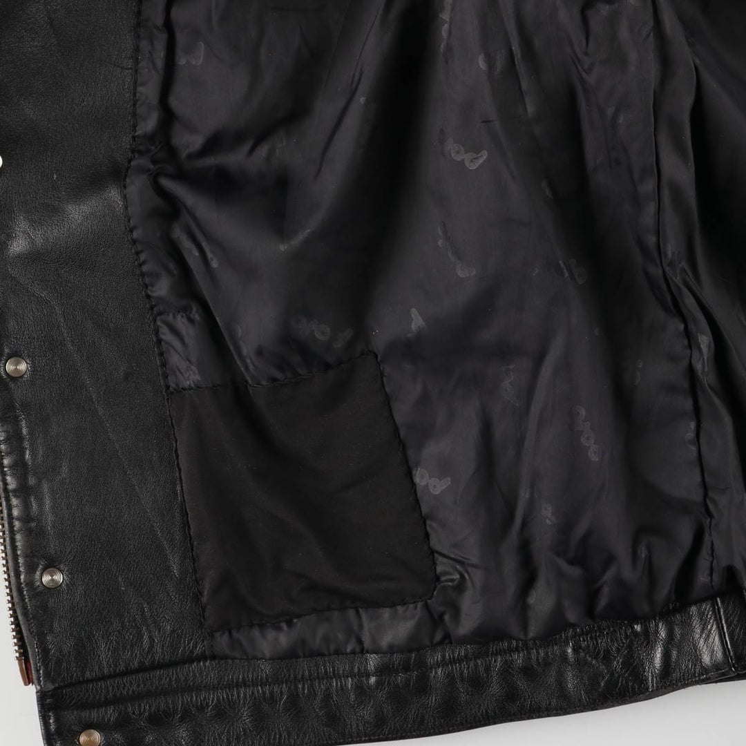 Polo Trucker Jacket, Leather Blouson Type, Men's XXL genuine leather black type Vintage Second Hand