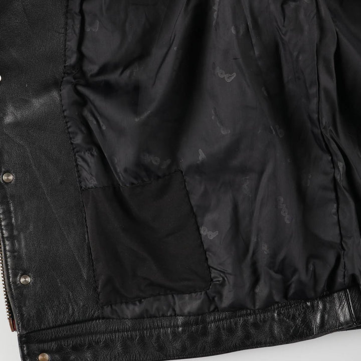 Polo Trucker Jacket, Leather Blouson Type, Men's XXL genuine leather black type Vintage Second Hand