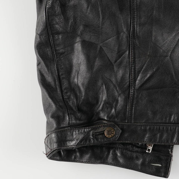 Polo Trucker Jacket, Leather Blouson Type, Men's XXL genuine leather black type Vintage Second Hand