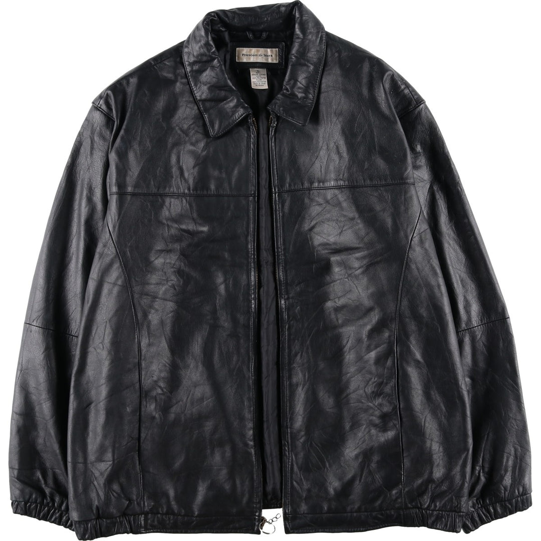 Preston and York Padded Swing-Top Leather Blouson, Men's XL genuine leather black type Vintage Second Hand