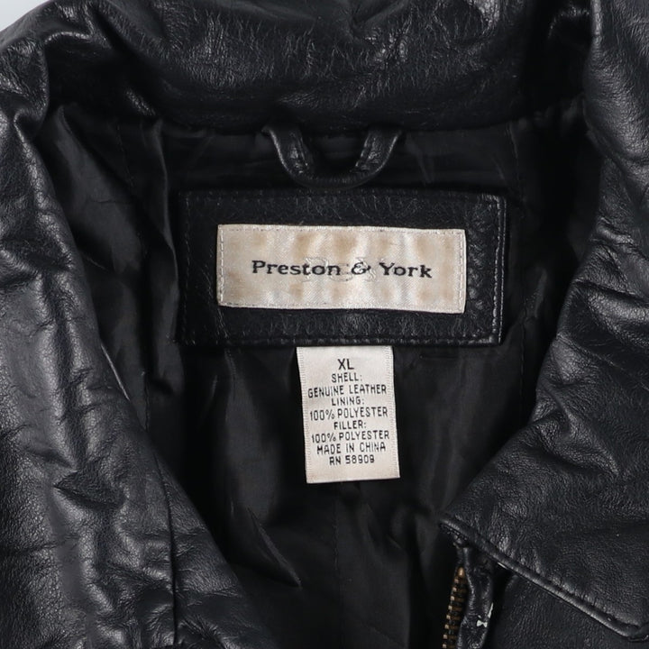 Preston and York Padded Swing-Top Leather Blouson, Men's XL genuine leather black type Vintage Second Hand