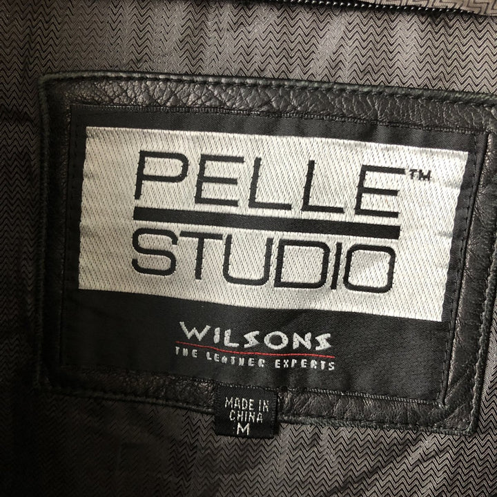 Wilsons Leather Pelle Studio Swing-Top Padded Leather Blouson, Men's Size Medium genuine leather black type Vintage Second Hand