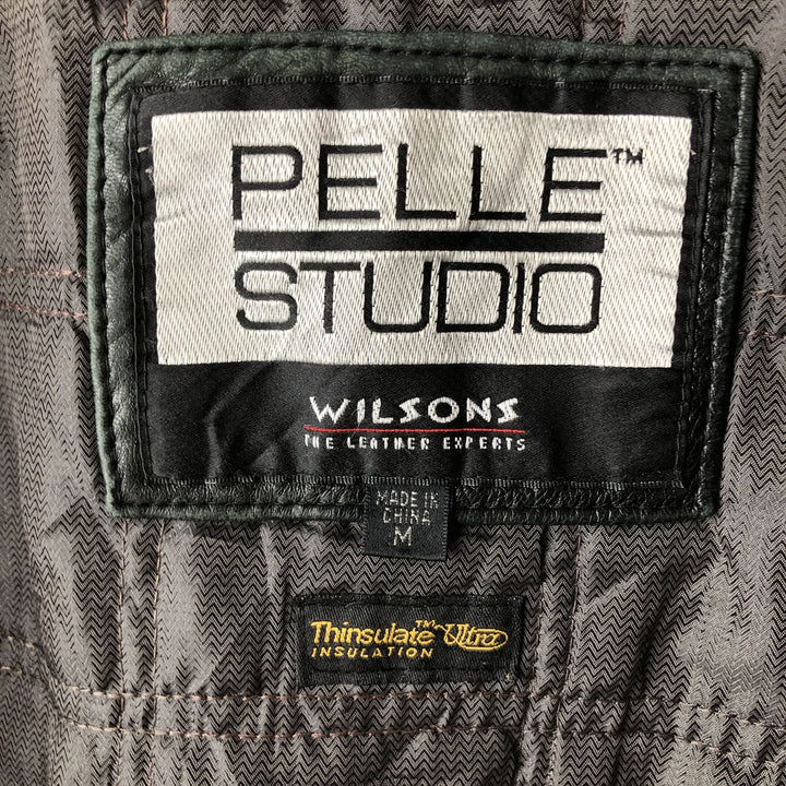 Wilsons Leather Pelle Studio Swing-Top Padded Leather Blouson, Men's Size Medium genuine leather black type Vintage Second Hand