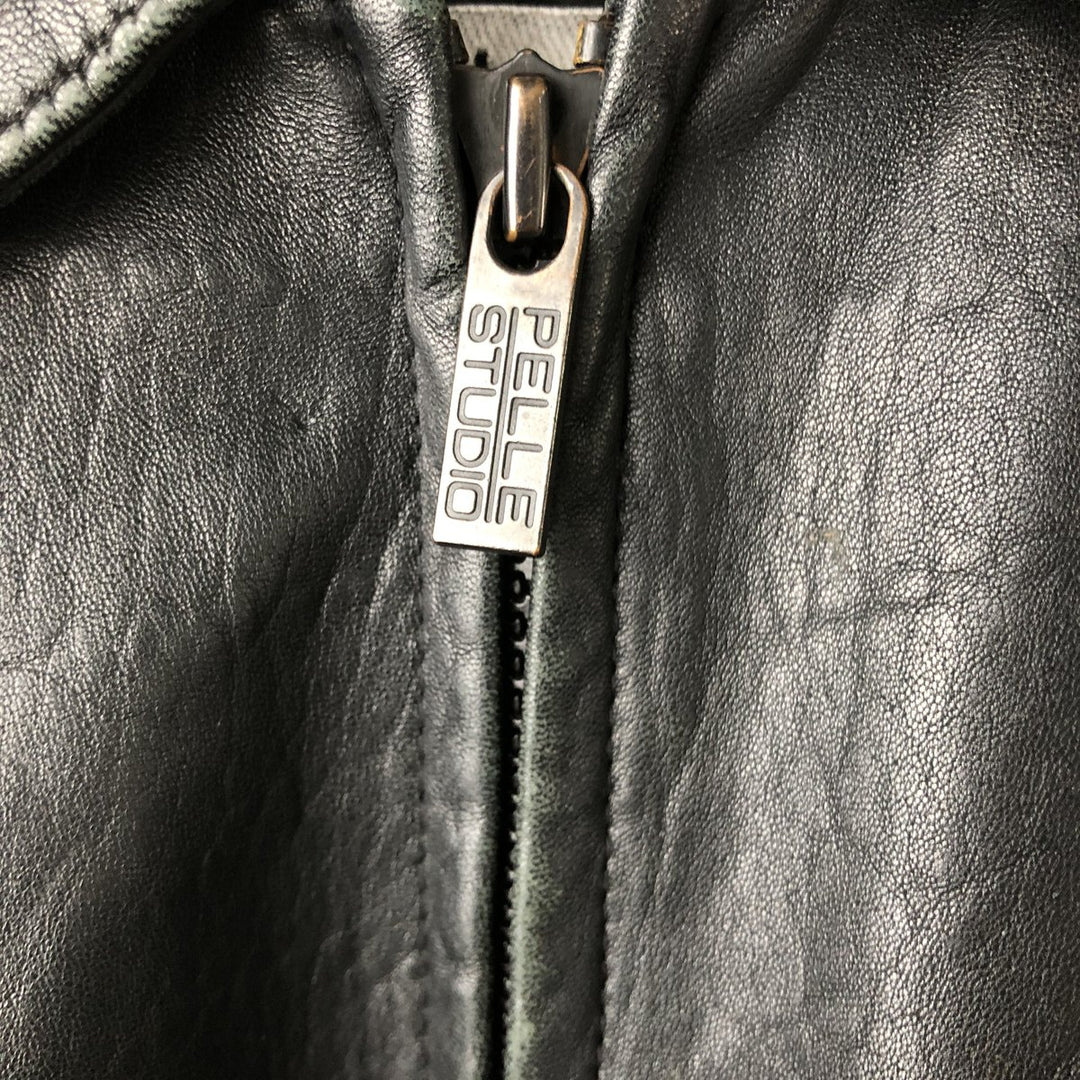 Wilsons Leather Pelle Studio Swing-Top Padded Leather Blouson, Men's Size Medium genuine leather black type Vintage Second Hand