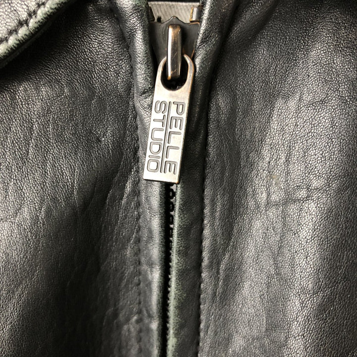 Wilsons Leather Pelle Studio Swing-Top Padded Leather Blouson, Men's Size Medium genuine leather black type Vintage Second Hand