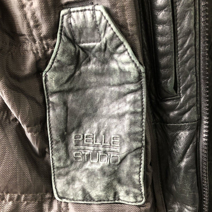 Wilsons Leather Pelle Studio Swing-Top Padded Leather Blouson, Men's Size Medium genuine leather black type Vintage Second Hand