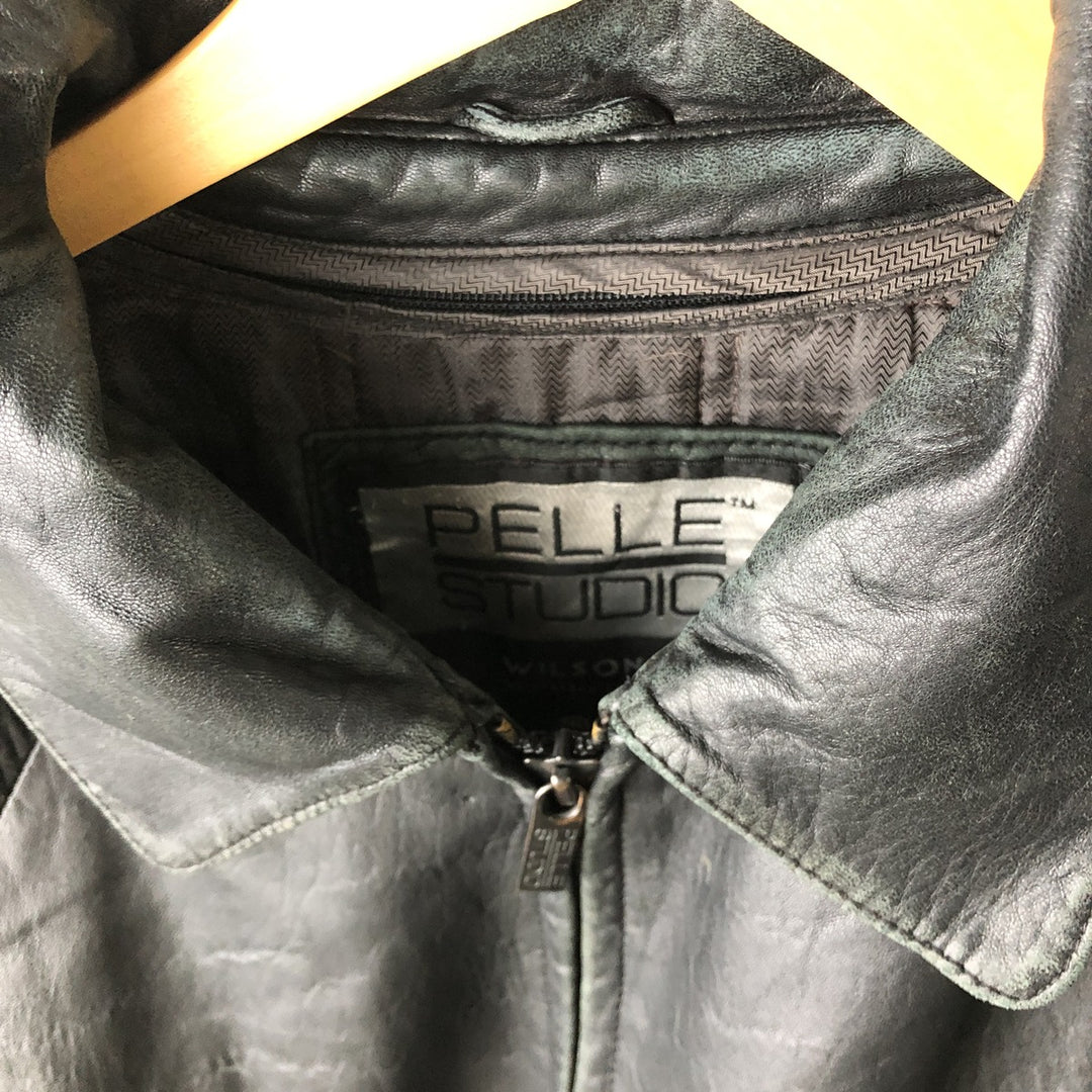 Wilsons Leather Pelle Studio Swing-Top Padded Leather Blouson, Men's Size Medium genuine leather black type Vintage Second Hand