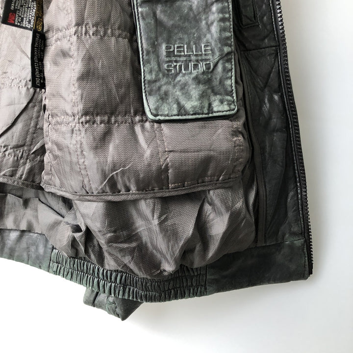 Wilsons Leather Pelle Studio Swing-Top Padded Leather Blouson, Men's Size Medium genuine leather black type Vintage Second Hand