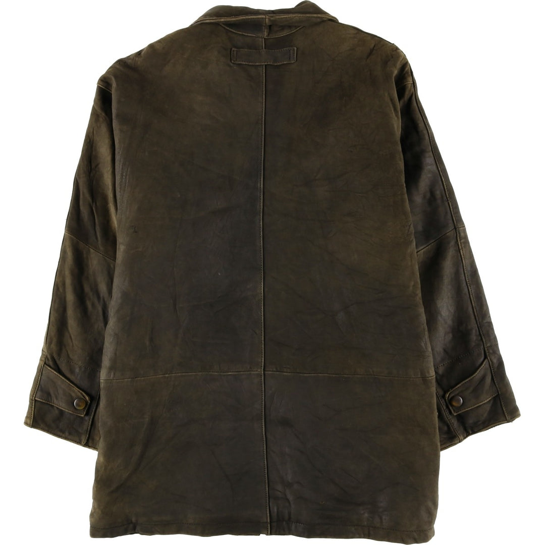 90'S Vintage Nautica Padded Leather Jacket, Men's Size L genuine leather brown type Vintage Second Hand