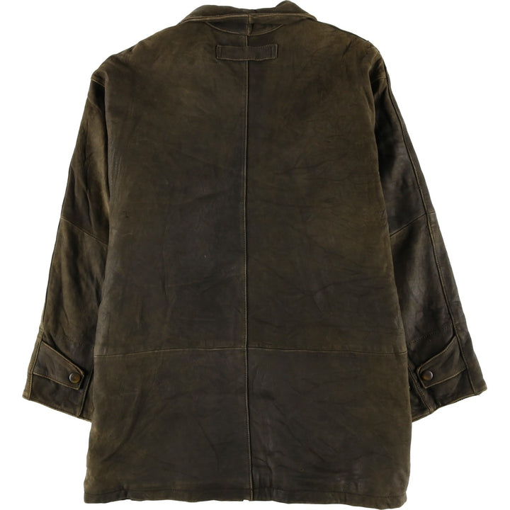 90'S Vintage Nautica Padded Leather Jacket, Men's Size L genuine leather brown type Vintage Second Hand