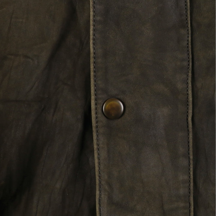 90'S Vintage Nautica Padded Leather Jacket, Men's Size L genuine leather brown type Vintage Second Hand